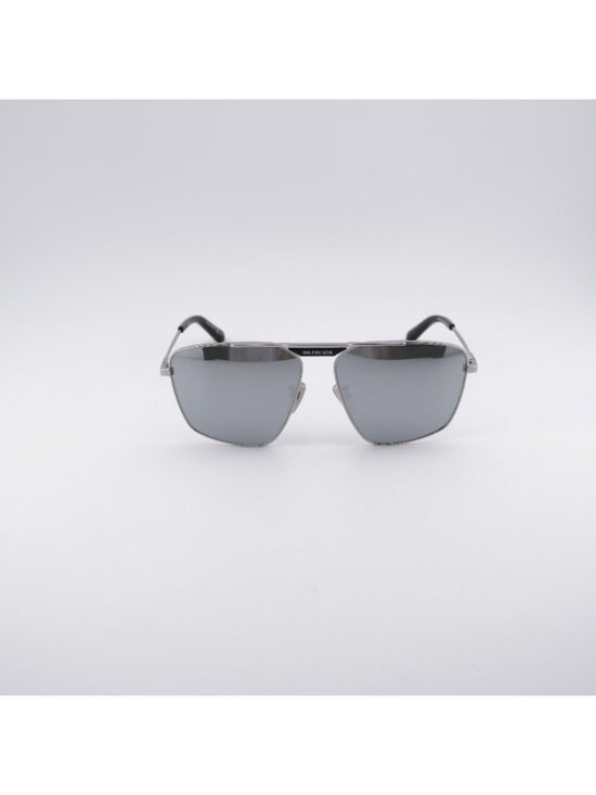 Balenciaga BB0246SA 002 Sunglasses Silver Aviator Frame, Silver Mirror Double main image 11